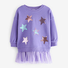Load image into Gallery viewer, Purple Sequin Sweat Party Dress (3mths-6yrs)
