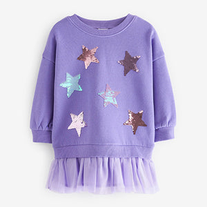 Purple Sequin Sweat Party Dress (3mths-6yrs)