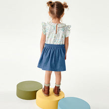 Load image into Gallery viewer, Cream Short Sleeve Denim Skirt Dress (3mths-7yrs)
