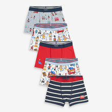Load image into Gallery viewer, Red/White/Navy Blue London Trunks 5 Pack (1.5-8yrs)

