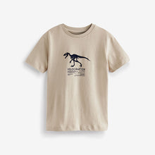 Load image into Gallery viewer, Cement Cream Dino Short Sleeve Graphic T-Shirt (3-12yrs)
