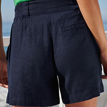 Load image into Gallery viewer, Navy Blue Linen Blend Boy Shorts
