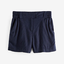 Load image into Gallery viewer, Navy Blue Linen Blend Boy Shorts

