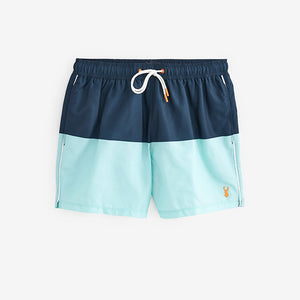 Blue Colourblock  Swim Shorts