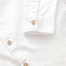 Load image into Gallery viewer, White Grandad Collar Linen Mix Long Sleeve Shirt
