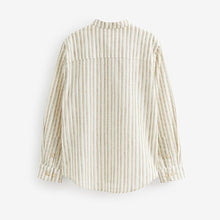 Load image into Gallery viewer, Ecru White Stripe Grandad Collar Long Sleeve Shirt (3-12yrs)
