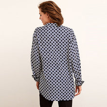 Load image into Gallery viewer, Blue Small Scale Geo Longline Utility Shirt

