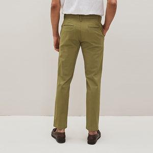 Olive Green Slim Fit Stretch Chino Trousers
