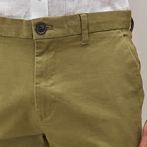 Olive Green Slim Fit Stretch Chino Trousers
