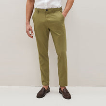 Load image into Gallery viewer, Olive Green Slim Fit Stretch Chino Trousers

