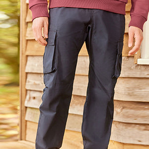 Navy Blue Regular Tapered Fit Stretch Utility Cargo Trousers