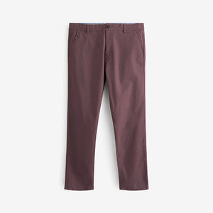 Burgundy Fig Slim Fit Stretch Chino Trousers