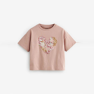 Pink Heart Sequin T-Shirt (3-10yrs)