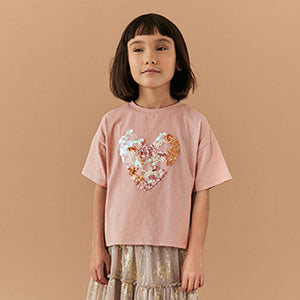 Pink Heart Sequin T-Shirt (3-10yrs)