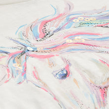 Load image into Gallery viewer, Ecru White 100% Cotton Sequin Unicorn Frill Sleeve T-Shirt (4-12yrs)
