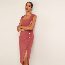 Load image into Gallery viewer, Pink Tailored Midi Pencil Dress
