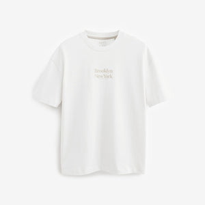 Ecru Cream Print Heavyweight T-Shirt