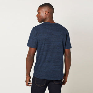 Navy Blue Inject Stag Marl T-Shirt