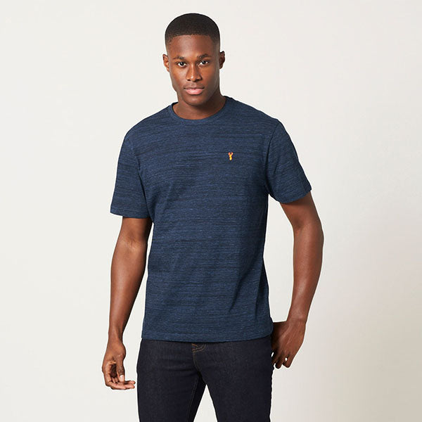 Navy Blue Inject Stag Marl T-Shirt