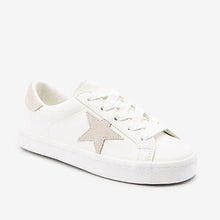 Load image into Gallery viewer, White Star Lace-Up Trainers (Older Girls)
