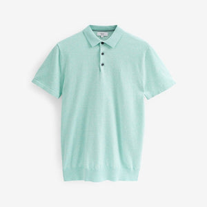 Mint Green Short Sleeved Knitted Polo Shirt
