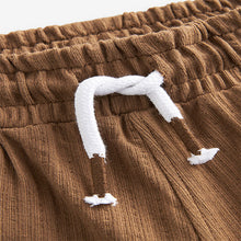 Load image into Gallery viewer, Tan Brown 100% Cotton Lightweight Textured Jersey Shorts (3mths-12-18mnths)
