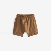 Load image into Gallery viewer, Tan Brown 100% Cotton Lightweight Textured Jersey Shorts (3mths-12-18mnths)
