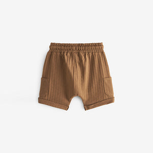 Tan Brown 100% Cotton Lightweight Textured Jersey Shorts (3mths-12-18mnths)