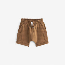 Load image into Gallery viewer, Tan Brown 100% Cotton Lightweight Textured Jersey Shorts (3mths-12-18mnths)
