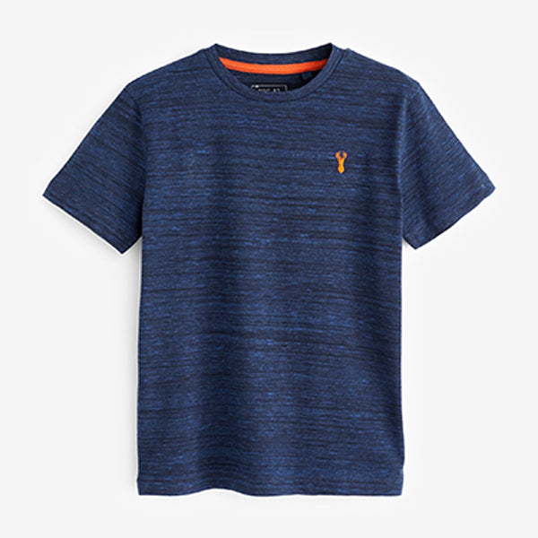 Navy Blue Textured Stag Embroidered Short Sleeve T-Shirt (3-12yrs)