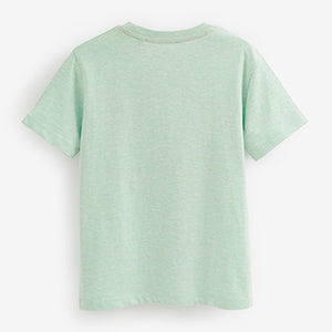 Green Mint Textured Stag Embroidered Short Sleeve T-Shirt (3-12yrs)