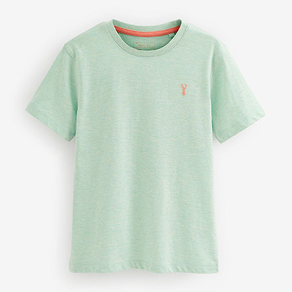 Green Mint Textured Stag Embroidered Short Sleeve T-Shirt (3-12yrs)