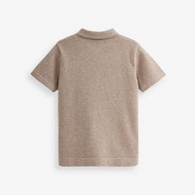 Load image into Gallery viewer, Taupe Brown Short Sleeve Textured Zip Neck Polo Shirt (3-12yrs)
