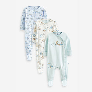 Blue Dinosaur Baby Sleepsuits 3 Pack (0-2yrs)