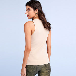 Nude Fitted Seamless Round Neck Stretch Vest