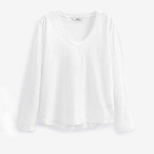 Load image into Gallery viewer, White Long Sleeve Scoop Neck T-Shirt
