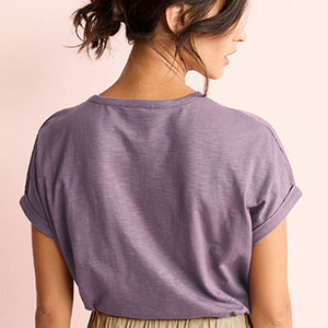 Mauve Purple Embellished Star Scatter Sparkle Star Short Sleeve T-Shirt