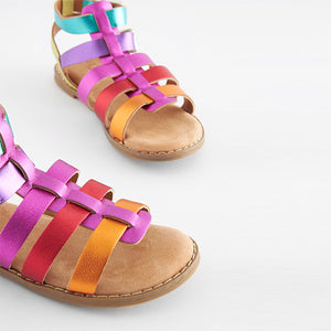 Rainbow Leather Gladiator Sandals (Older Girls