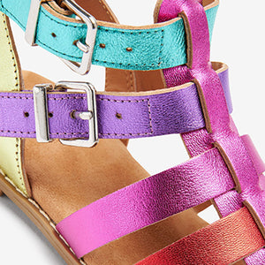 Rainbow Leather Gladiator Sandals (Older Girls