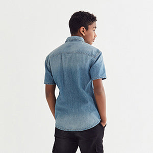 Blue Short Sleeves Denim Shirt (3-12yrs)