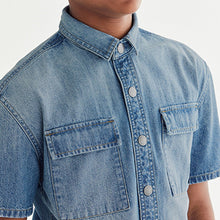 Load image into Gallery viewer, Blue Short Sleeves Denim Shirt (3-12yrs)
