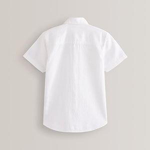 White Short Sleeve Linen Blend Shirt (3-12yrs)