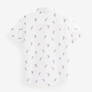 White Toucan Print Short Sleeve Shirt (3-12yrs)