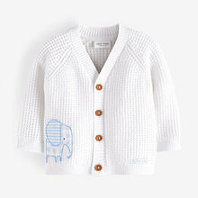 Load image into Gallery viewer, White Elephant Knitted Baby Cardigan (0mths-18mths)
