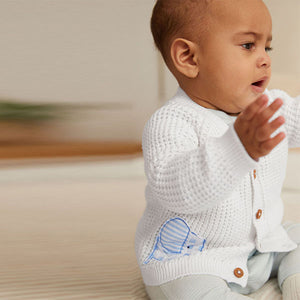White Elephant Knitted Baby Cardigan (0mths-18mths)