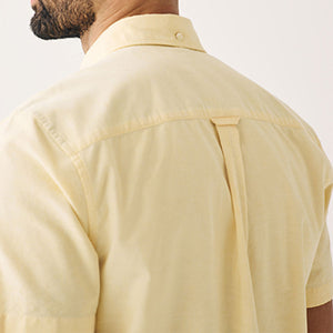 Yellow Regular Fit Short Sleeve Oxford Shirt