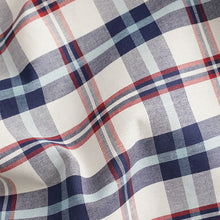 Load image into Gallery viewer, Ecru White/Navy Blue Stretch Oxford Check Short Sleeve Shirt
