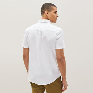 White Regular Fit Short Sleeve Oxford Shirt