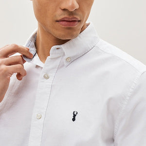 White Regular Fit Short Sleeve Oxford Shirt