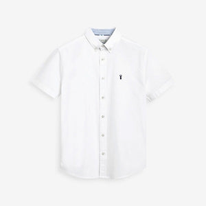 White Regular Fit Short Sleeve Oxford Shirt